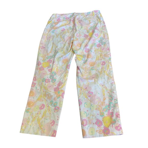 Talbots Pants Crop Ankle Capris Large Pastel Art Watercolor Floral 10 32 - Picture 4 of 4